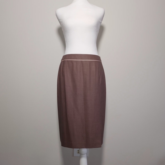Escada Vintage 90s Pink Mesh Woven Virgin Wool And Silk Blended Pencil Skirt 38 - Picture 1 of 10